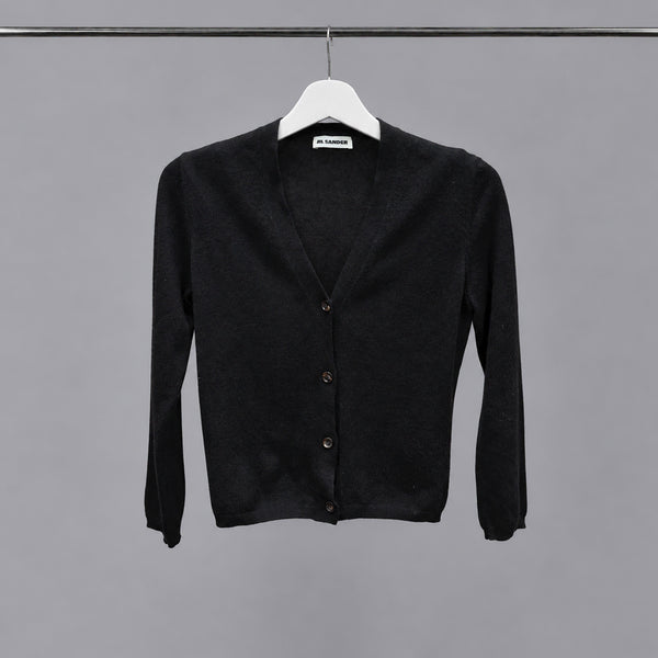 [BUNJANG] Jil Sander Basic Long Sleeve Knit Cardigan with Front Button Detail, Slim Fit, Deep Brown / 질샌더 베이직 긴팔 니트 가디건 프런트 버튼 디테일 슬림핏 딥브라운