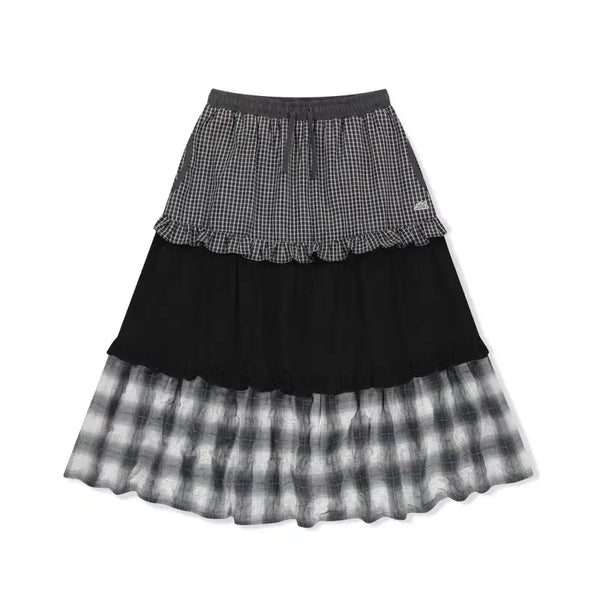 [BUNJANG] Sunlove Frill Long Skirt Black S / 썬러브 프릴 롱스커트 블랙 S
