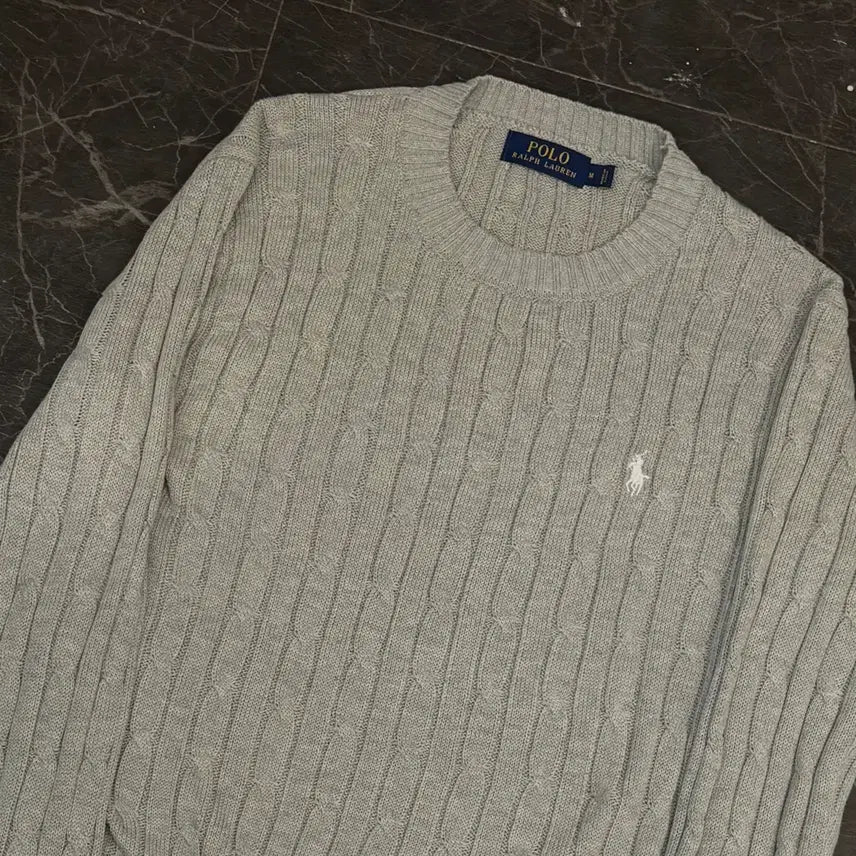 [BUNJANG] Polo Ralph Lauren Cable Knit Grey M / M 폴로랄프로렌 케이블 그레이 니트