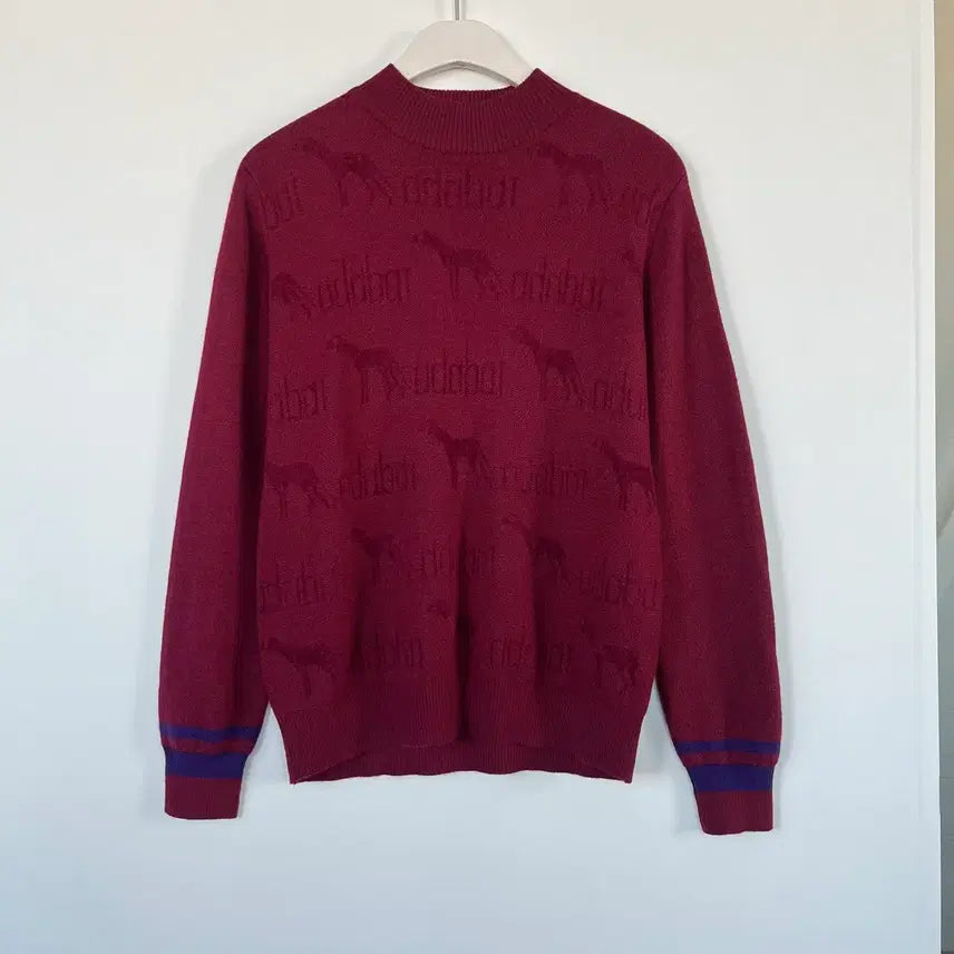 [BUNJANG] ADABAT Burgundy Pattern Wool Blend Knit Sweater / ADABAT 울 버건디 패턴 니트 스웨터 -0917