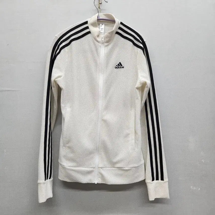 [BUNJANG] Adidas Logo Embroidered Waffle Pattern Three-Stripes Track Top Jersey S / 아디다스 로고자수 와플패턴 삼선 트랙탑 져지 S(S)