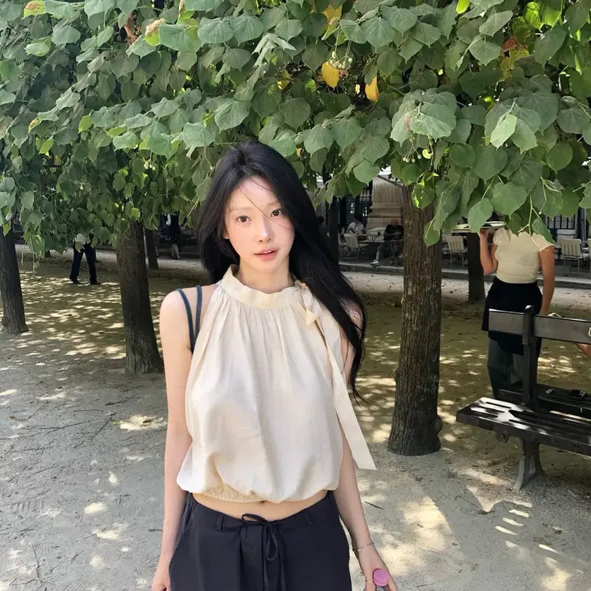 [BUNJANG] LEEDS Halter Blouse Pink Beige / 샵leeds ete halter blouse 에테 에떼 홀터블라우스 핑크베이지