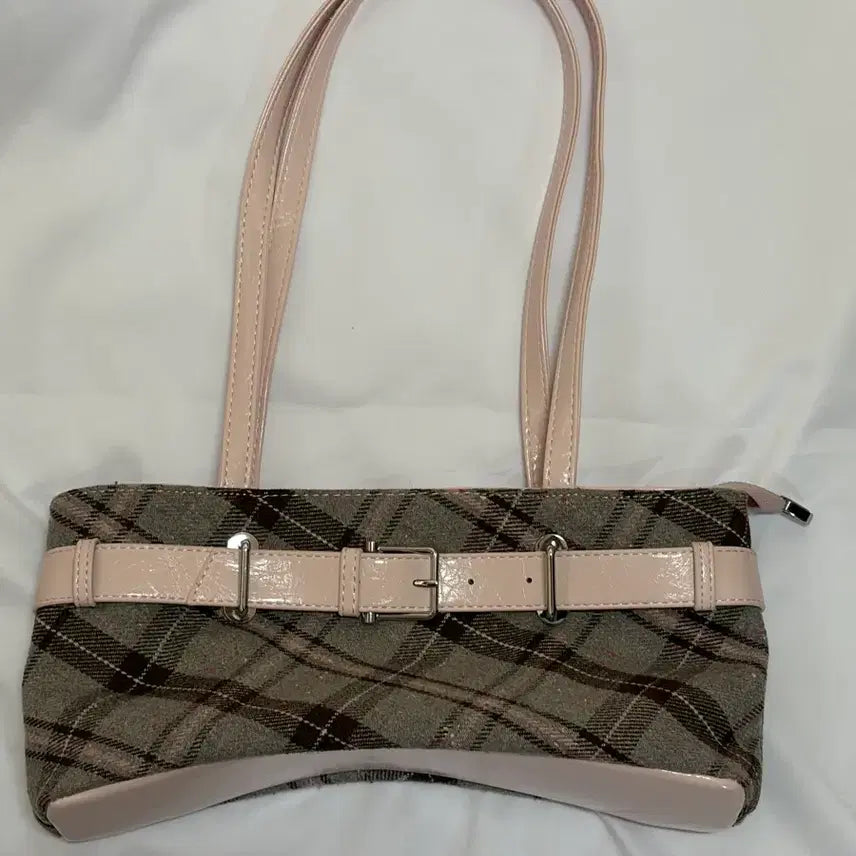 [BUNJANG] Check Pattern Shoulder Bag - Pink / 체크 패턴 숄더백 핑크