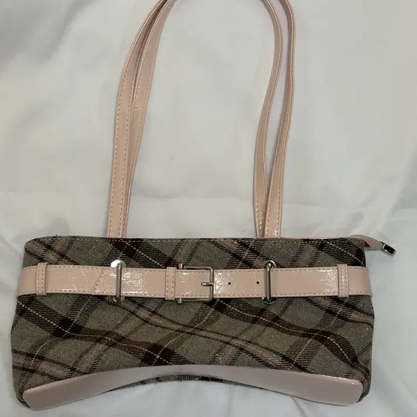 [BUNJANG] Check Pattern Shoulder Bag - Pink / 체크 패턴 숄더백 핑크