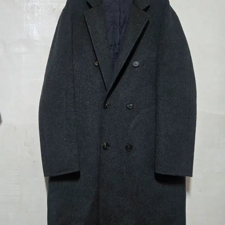 [BUNJANG] Time Homme Handmade Double Coat Charcoal Grey / 타임 옴므 핸드메이드 더블 코트 100