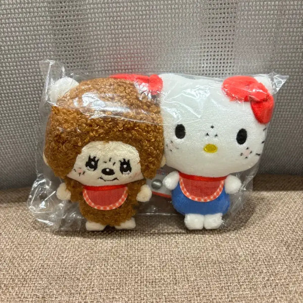 [BUNJANG] Monchhichi x Hello Kitty Collaboration Doll Keyring Set - Official Japanese Import / 새상품)일본 정품 몬치치 헬로키티 콜라보 인형키링세트