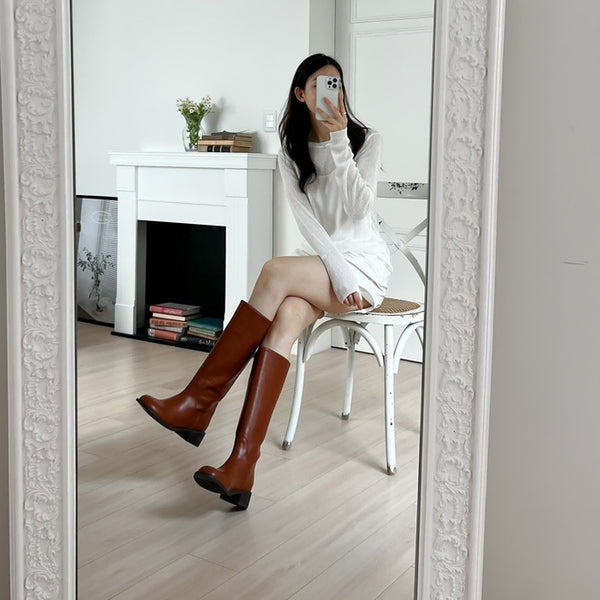 [BUNJANG] Brown Long Boots (Size 225-240) / 새상품 1+3 브라운 롱부츠 225~240사이즈 판매