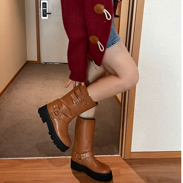 [BUNJANG] Buckle Mid Boots - 230-250 Sizes / 새상품 1+3 버클 미들 부츠 230~250사이즈 판매