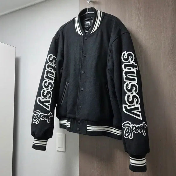 [BUNJANG] Stussy Competition Varsity Jacket Black L / 스투시 컴피티션 바시티 자켓 블랙 L