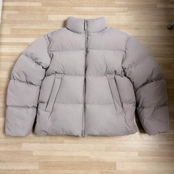 [BUNJANG] Standard Down Puffer Short Padding Jacket - Light Grey / 무탠다드 다운 푸퍼 숏 패딩 재킷 라이트 그레이