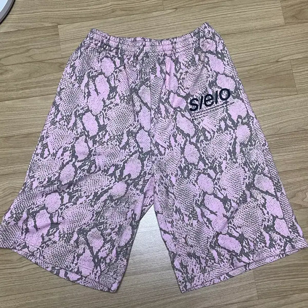 [BUNJANG] SEO Python Logo Big Sweat Shorts Pink / [에스이오] 파이톤 로고 빅 스웻 쇼츠 핑크