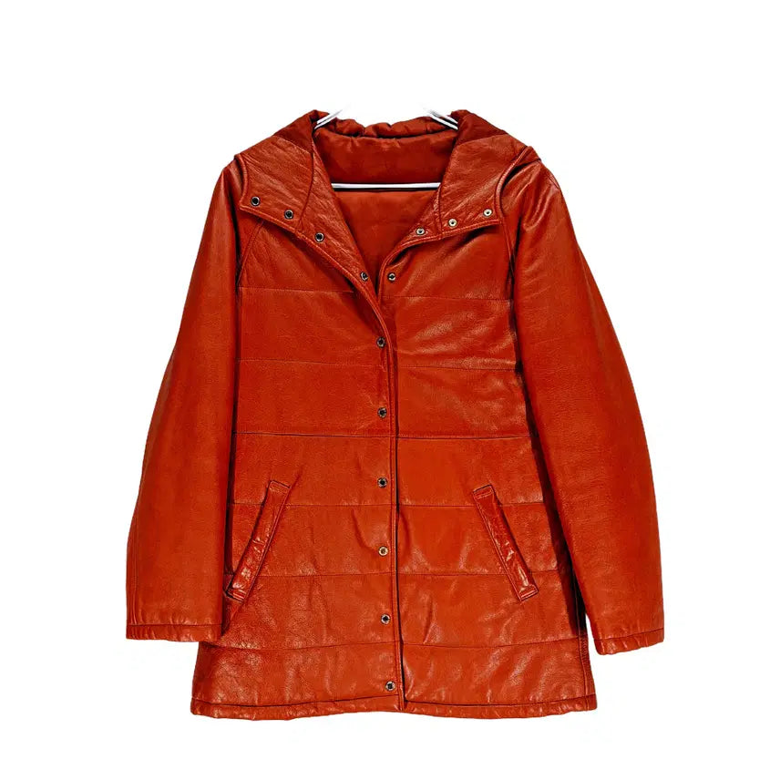 [BUNJANG] Vintage 88 Retro Lambskin Jacket - Orange / 빈티지 여88 레트로 양가죽재킷 오렌지 64003