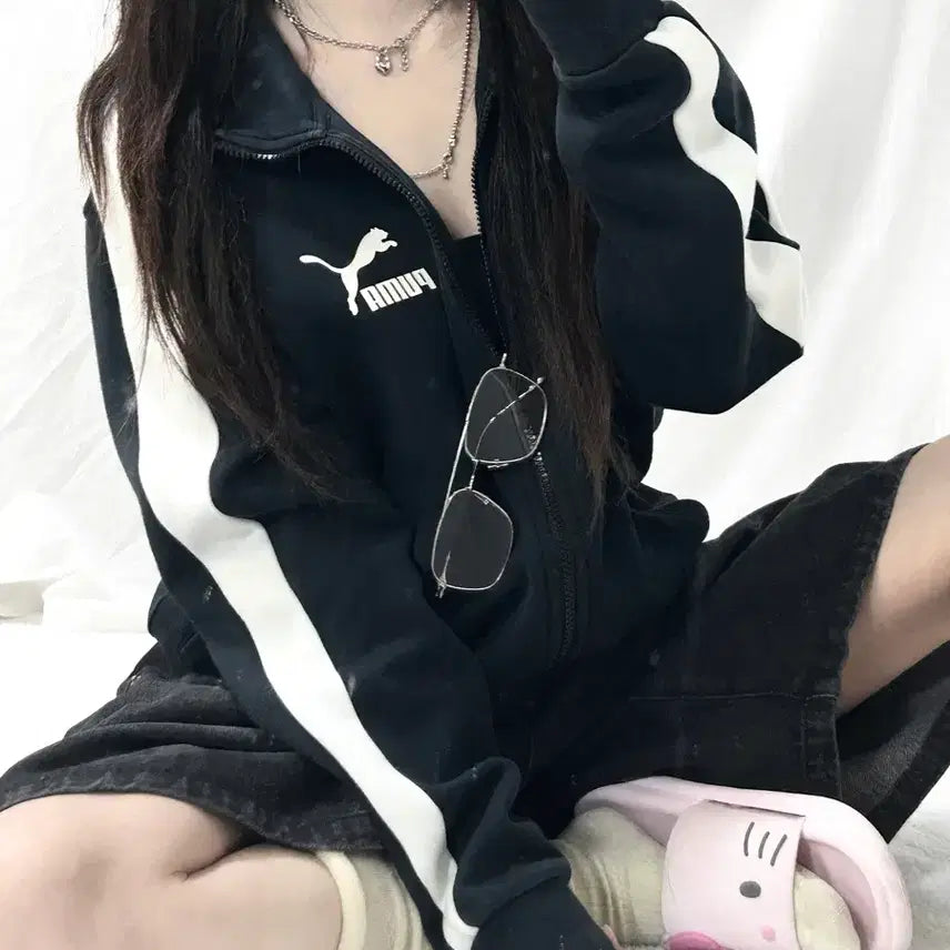 [BUNJANG] Puma Sideline Black Cotton Jersey / 퓨마 사이드라인 블랙 코튼 져지
