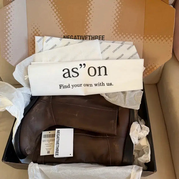 [BUNJANG] Negative Three x ASON Collaboration Long Boots Brown / 네거티브쓰리 롱 부츠 브라운 (새상품) 정가: 32.4만