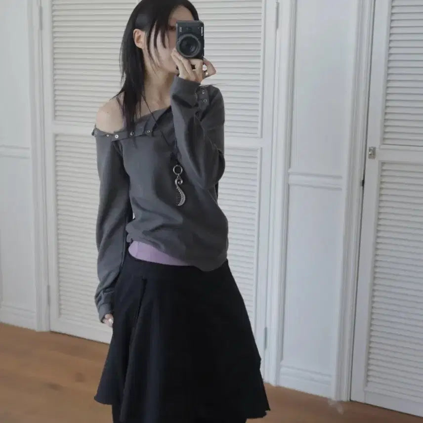 [BUNJANG] Mixxo Waffle Snap Long Sleeve T-Shirt / 미쏘 와플 스냅 긴팔 티셔츠