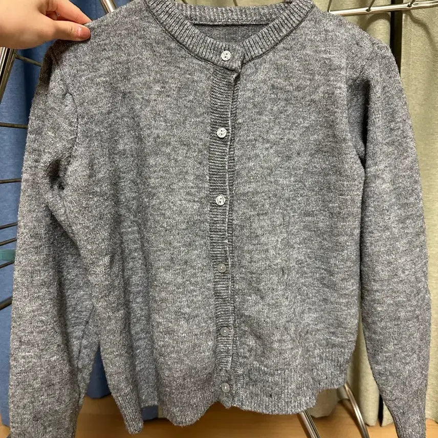 [BUNJANG] Gray Round Neck Cardigan / 그레이 회색 가디건