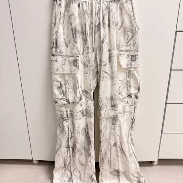 [BUNJANG] Marble Pattern Cargo Jogger Pants (Free Size) / 마블 패턴 카고 조거 팬츠 F