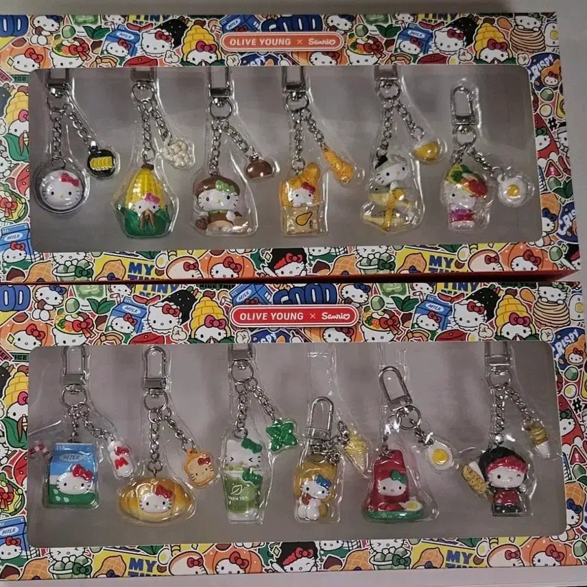 [BUNJANG] Hello Kitty Figure Keyring Set (Snack + Meal) / 올리브영 텐바이텐 지역 헬로키티 피규어 키링 세트 간식+식사