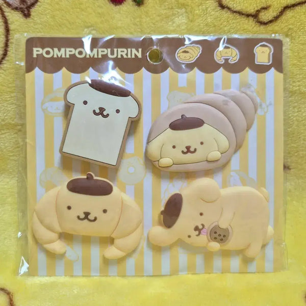 [BUNJANG] Sanrio Pompompurin Bread Clip Set (4 Pieces) / 2014 산리오 폼폼푸린 식빵 코로네 소라빵 크로와상 클립 집게 4개 세트 다꾸 정품