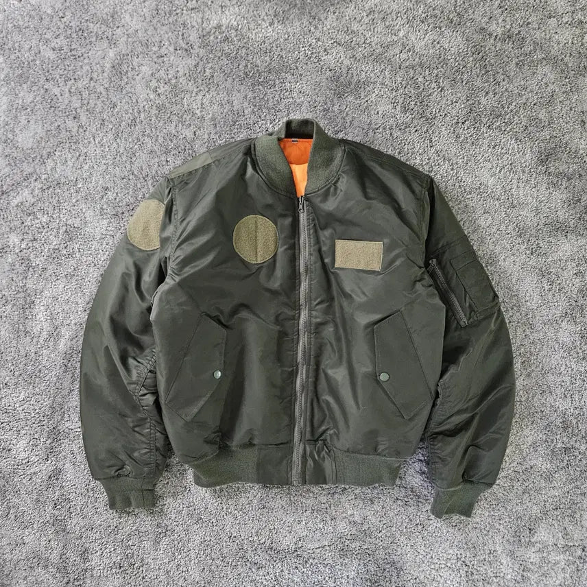 [BUNJANG] Khaki Military Flight Jacket with Orange Lining / 밀리터리 항공점퍼