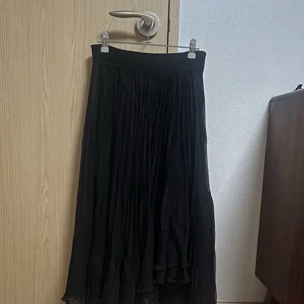 [BUNJANG] System Black Pleated Long Skirt / 한섬 시스템 블랙 플리츠 롱 스커트
