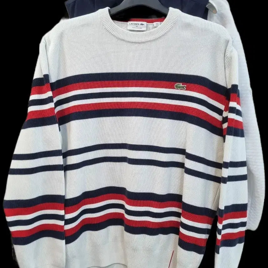 [BUNJANG] Lacoste Striped Knit Sweater US M / 라코스테 스트라이프 니트 US M