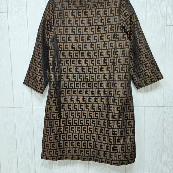 [BUNJANG] Seven-Sleeve Patterned Dress / 칠부소매 패턴원피스