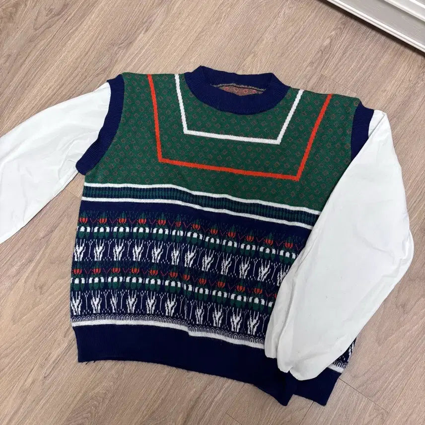 [BUNJANG] Layered Knit Shirt / 셔츠 레이어드 니트