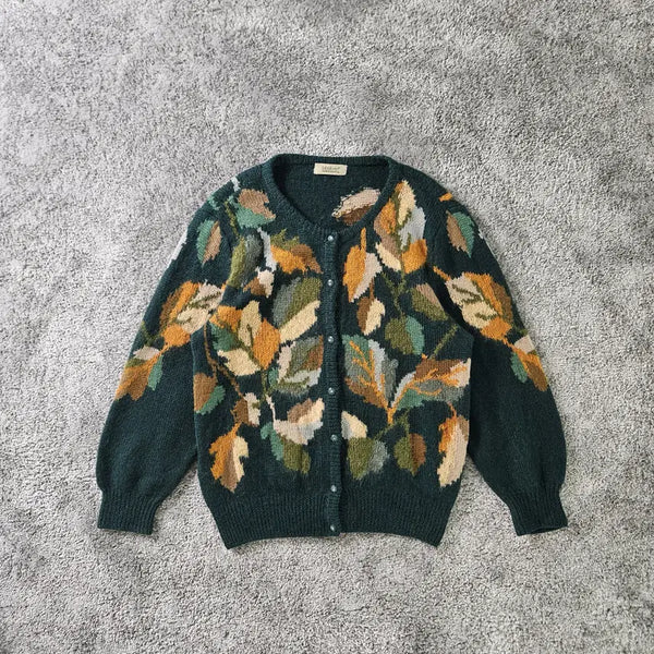 [BUNJANG] Merilene Leaf Pattern Knit Cardigan / Merilene 잎 패턴 니트 가디건