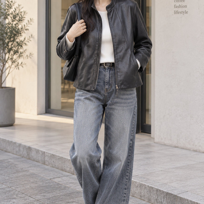 [BUNJANG] KASIBADY Genuine Lambskin Leather Jacket / 카시바디 55 양가죽 레더자켓(착샷O)/호구제샵