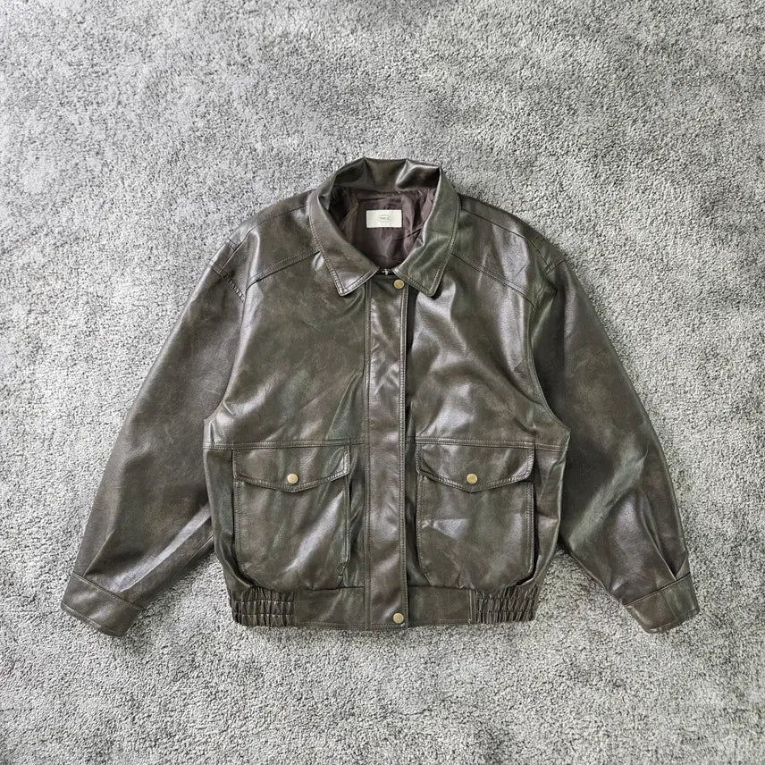 [BUNJANG] Vintage Brown Leather Jacket / THIS IS 가죽 자켓