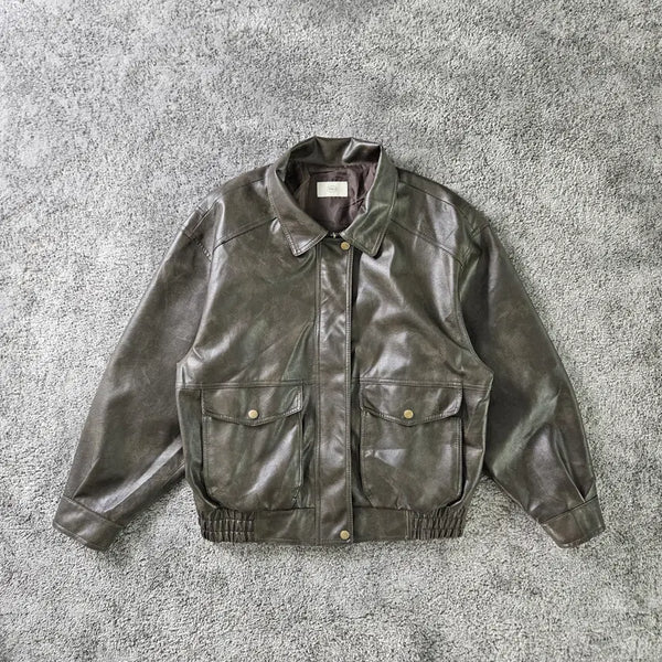 [BUNJANG] Vintage Brown Leather Jacket / THIS IS 가죽 자켓