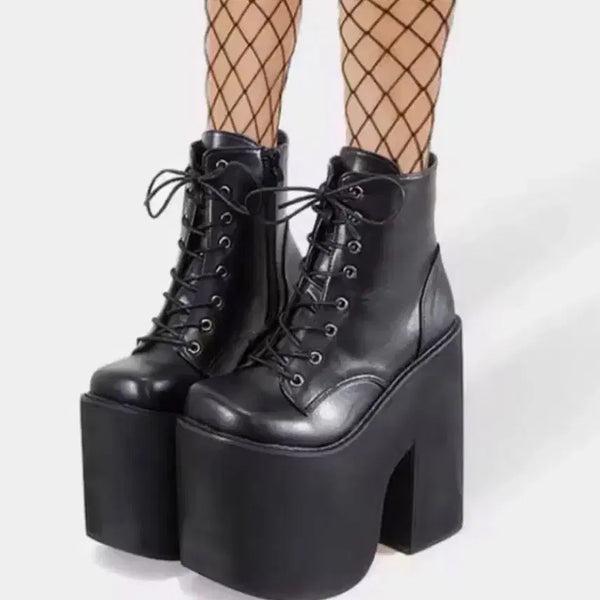 [BUNJANG] Black Walker Boots with 14cm Heel / 14cm 스탠딩화 판매 (235)