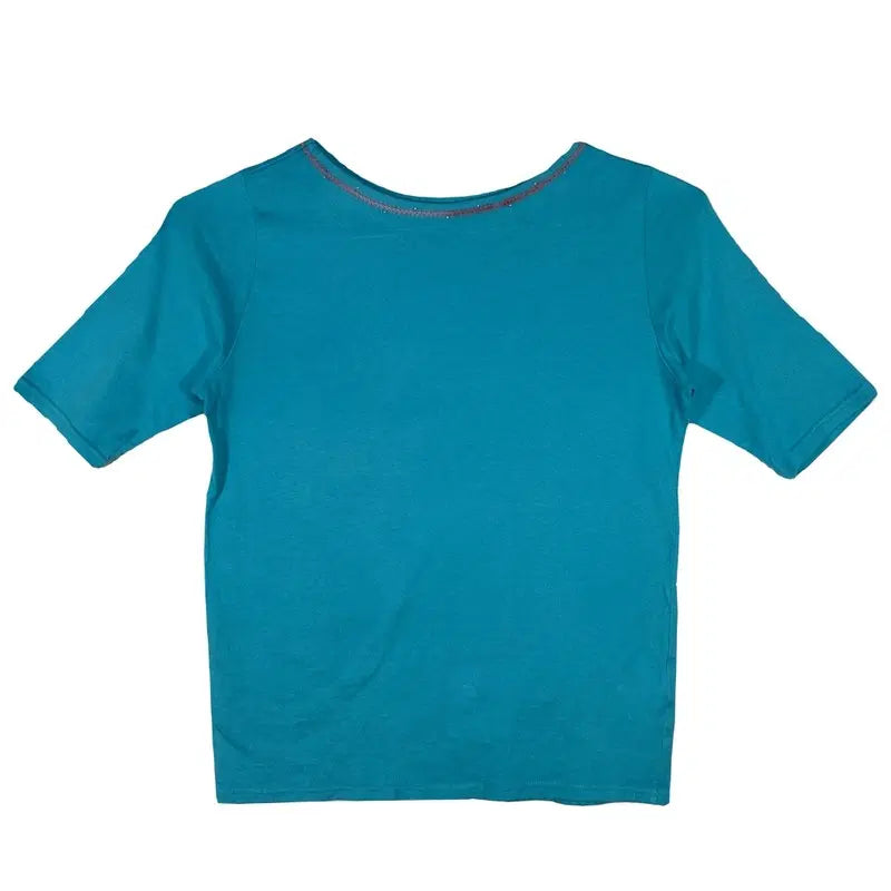 [BUNJANG] Basic Plain Round Neck Short Sleeve T-Shirt - Medium / 블루 라운드넥 무지 반팔 티 [MEDIUM]베이직 심플 기본티