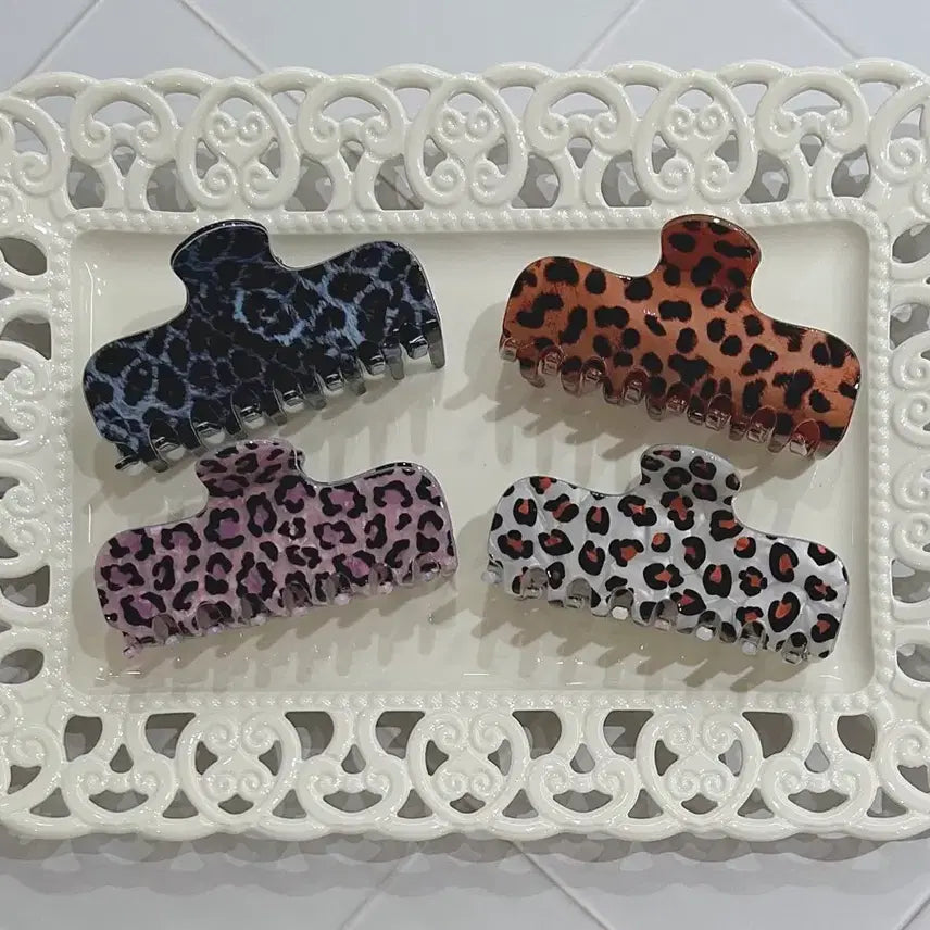 [BUNJANG] Leopard Print Hair Claw Clip / 컬러호피 헤어집게핀