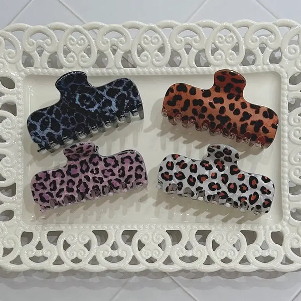 [BUNJANG] Leopard Print Hair Claw Clip / 컬러호피 헤어집게핀