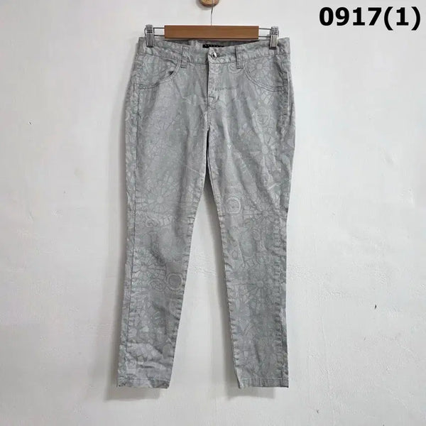 [BUNJANG] Sisley Women's Patterned Silver Pants (Size 44) / 시슬리 여성 바지 패턴 은색 44