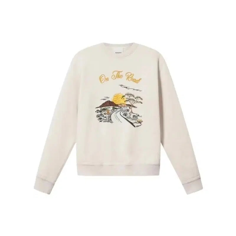[BUNJANG] Oversized Landscape Print Long-Sleeve Shirt / 오버핏 풍경 프린트 긴팔티 자연 풍경 일러스트 긴팔 셔츠