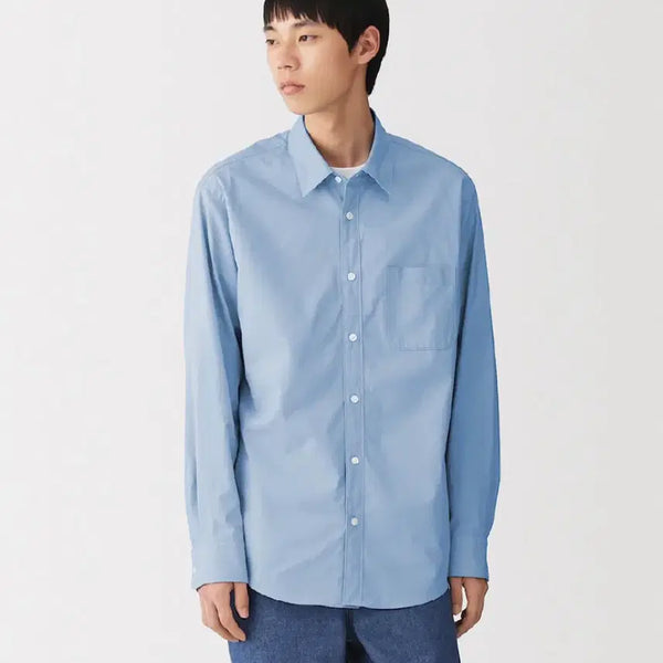 [BUNJANG] Muji Washed Broad Shirt Blue L / 무인양품 워싱 브로드 셔츠 블루 L