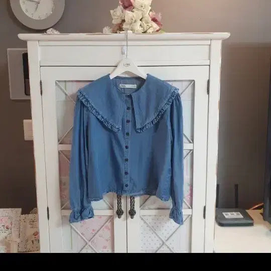 [BUNJANG] Zara Denim Blouse Shirt / 자라 데님 블라우스 셔츠/55-정66