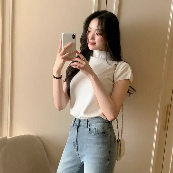 [BUNJANG] Renne Mock Neck Knit - Ivory / 렌느 반목 니트