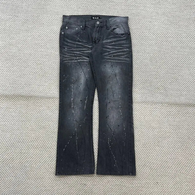 [BUNJANG] Red Pepper Painting Black Denim Pants / 레드페퍼 페인팅 흑청 데님 팬츠 r4669