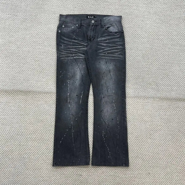[BUNJANG] Red Pepper Painting Black Denim Pants / 레드페퍼 페인팅 흑청 데님 팬츠 r4669