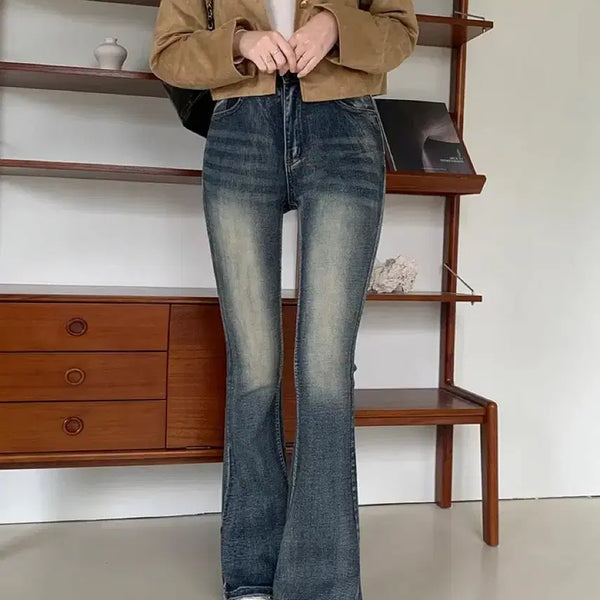 [BUNJANG] Women's Bootcut Washed Denim Jeans / 부츠컷 워싱 청바지