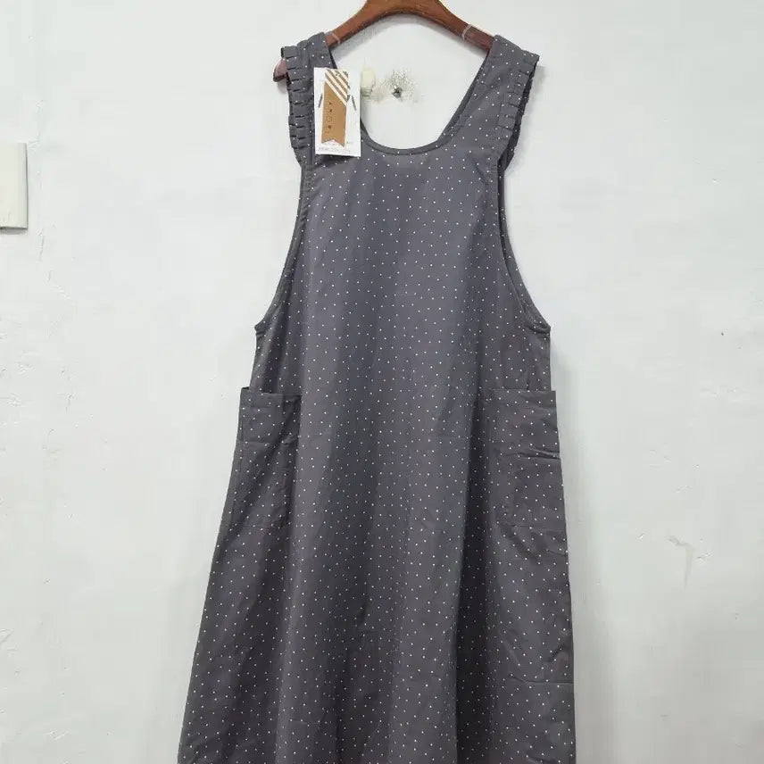 [BUNJANG] FABORI Polka Dot Dress Apron Grey / 새상품) FABORI 도트 원피스 앞치마 그레이