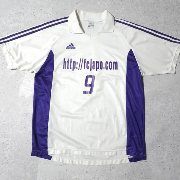 [BUNJANG] Adidas Three Stripes White+Purple Blockcore Uniform Short Sleeve Soccer Jersey / 아디다스 삼선 화이트+퍼플 블록코어 유니폼 축구 반팔