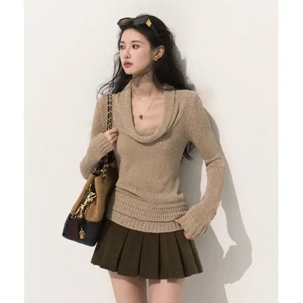 [BUNJANG] OAKMOO Shining Drape Long Sleeve Base Sweater / OAKMOO 오크무 샤이닝 드레이프 롱슬리브 베이스 스웨터