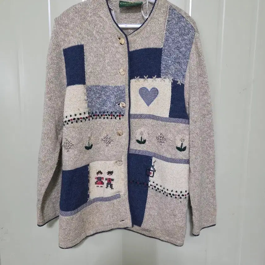 [BUNJANG] Giesswein Austrian Patchwork Knit Cardigan Size 36 / 기스웨인 오스트리아제 패치워크 니트 가디건 36