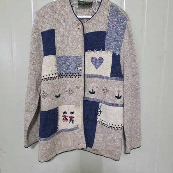 [BUNJANG] Giesswein Austrian Patchwork Knit Cardigan Size 36 / 기스웨인 오스트리아제 패치워크 니트 가디건 36