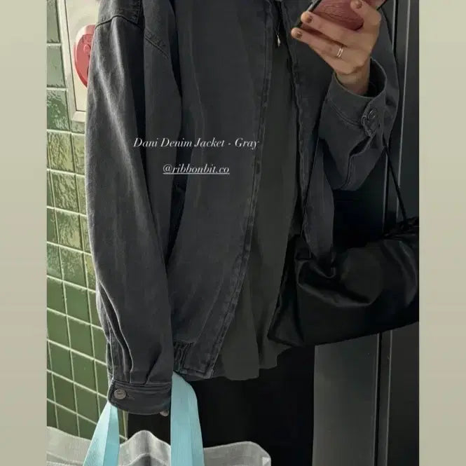 [BUNJANG] Ribbonbit Dani Denim Jacket - Gray / 리본빛 다니 데님 자켓 Dani Denim Jacket - Gray